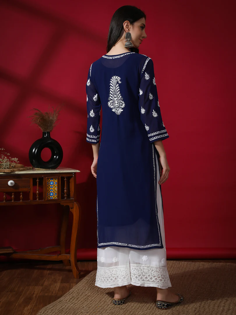 Rayon Chikankari Straight Kurti - Image 2