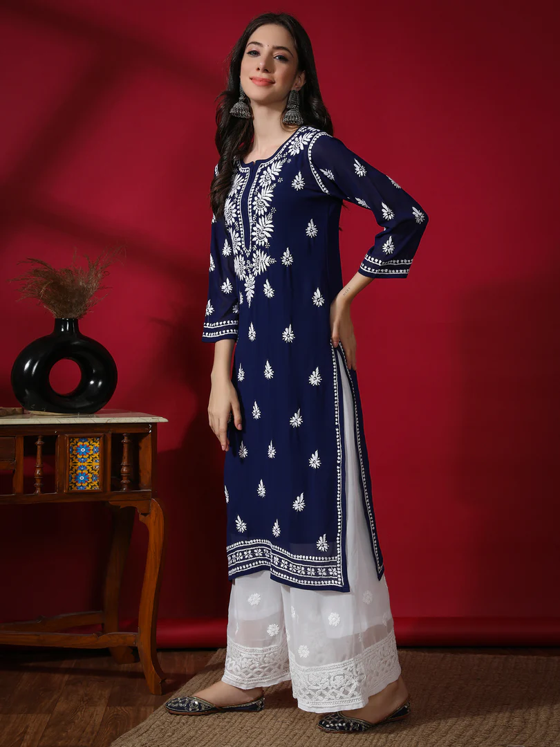 Rayon Chikankari Straight Kurti - Image 3
